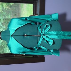 CBR High Neck Satin Open Back Blouse Size S